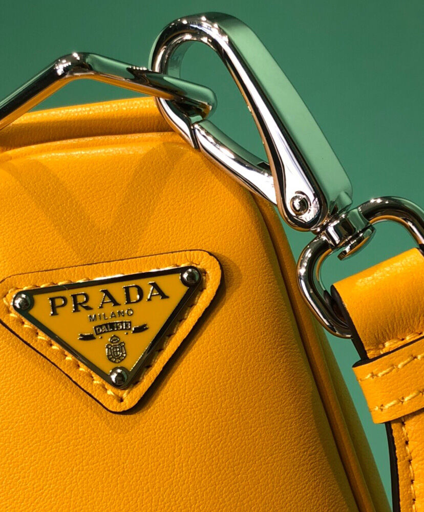 Prada Leather Triangle shoulder bag 1BH190 Yellow