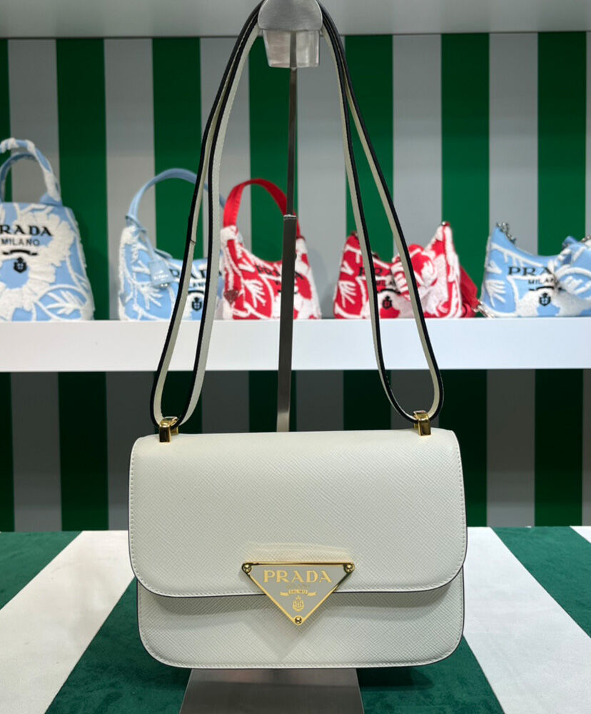 Prada Saffiano Leather Shoulder Bag Cream