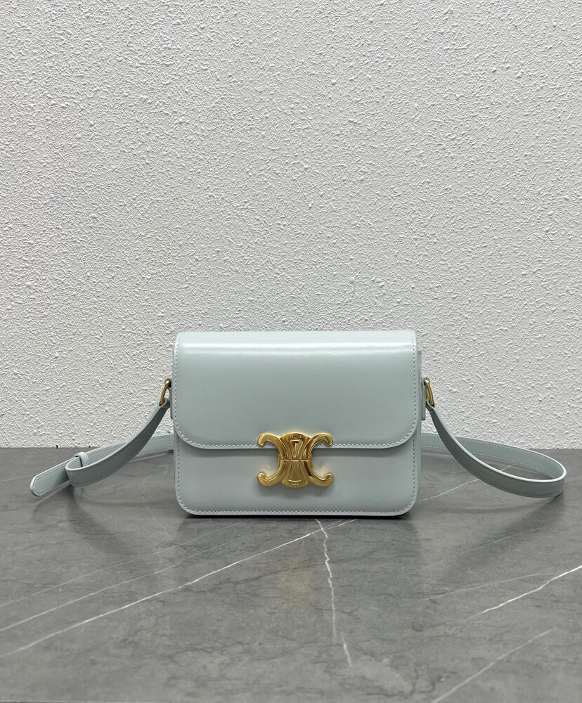 Celine Teen Triomphe Bag In Shiny Calfskin Blue