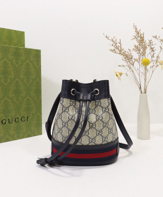 Gucci Ophidia Mini GG Bucket Bag 550620 Dark Blue