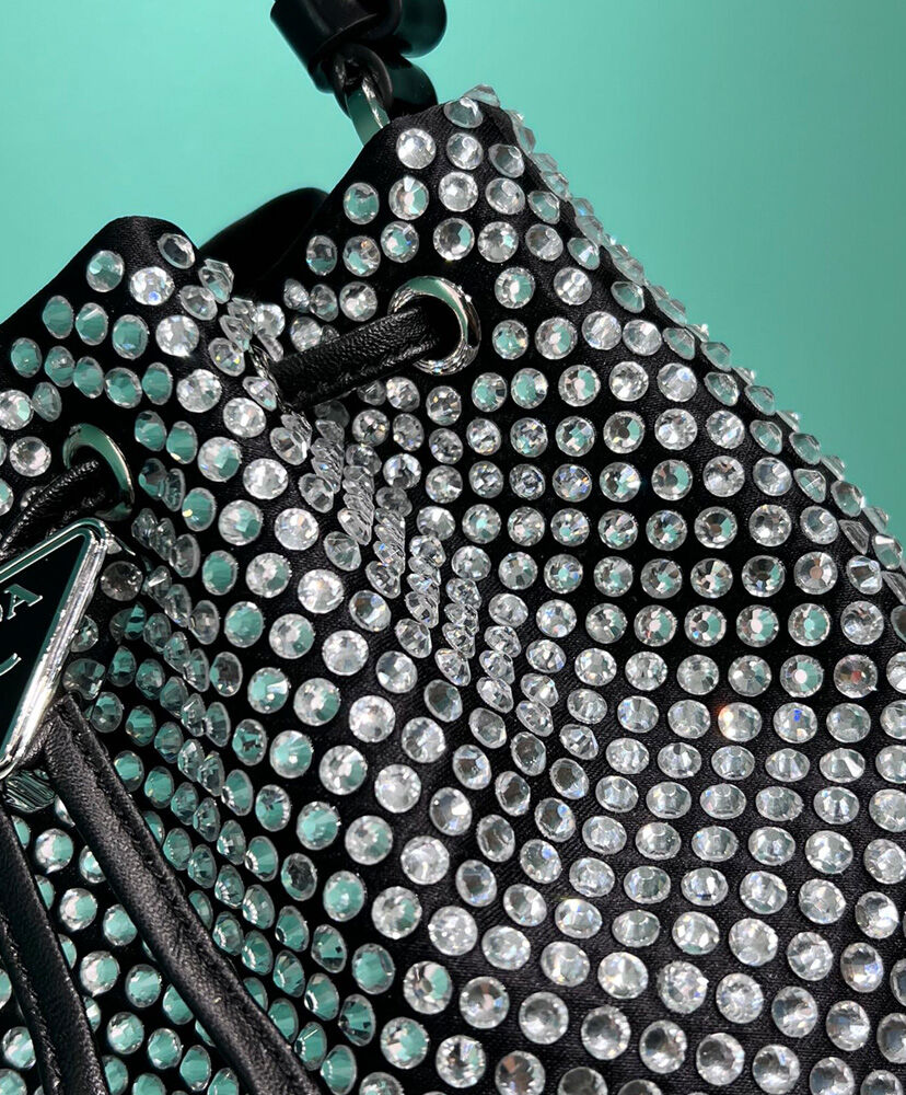 Prada Satin Mini-bag With Crystals 1BE067 Black