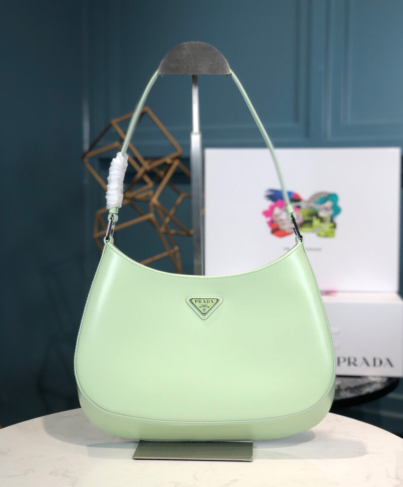 Prada Cleo Brushed Leather Shoulder Bag 1BC499 Green