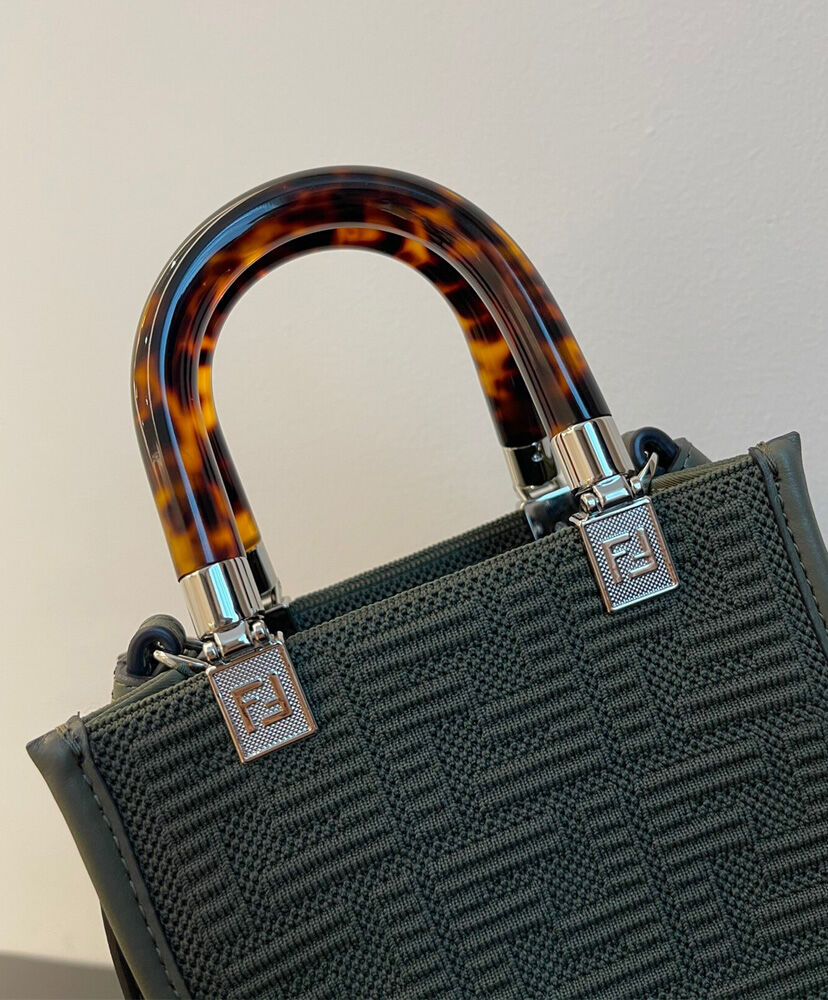 Fendi Mini Sunshine Shopper FF Fabric Mini Bag 8BS051 Green