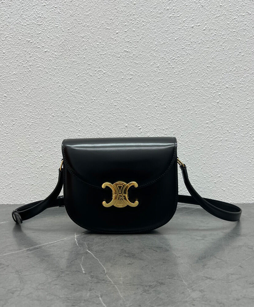 Celine Teen Besace Triomphe In Shiny Calfskin Black