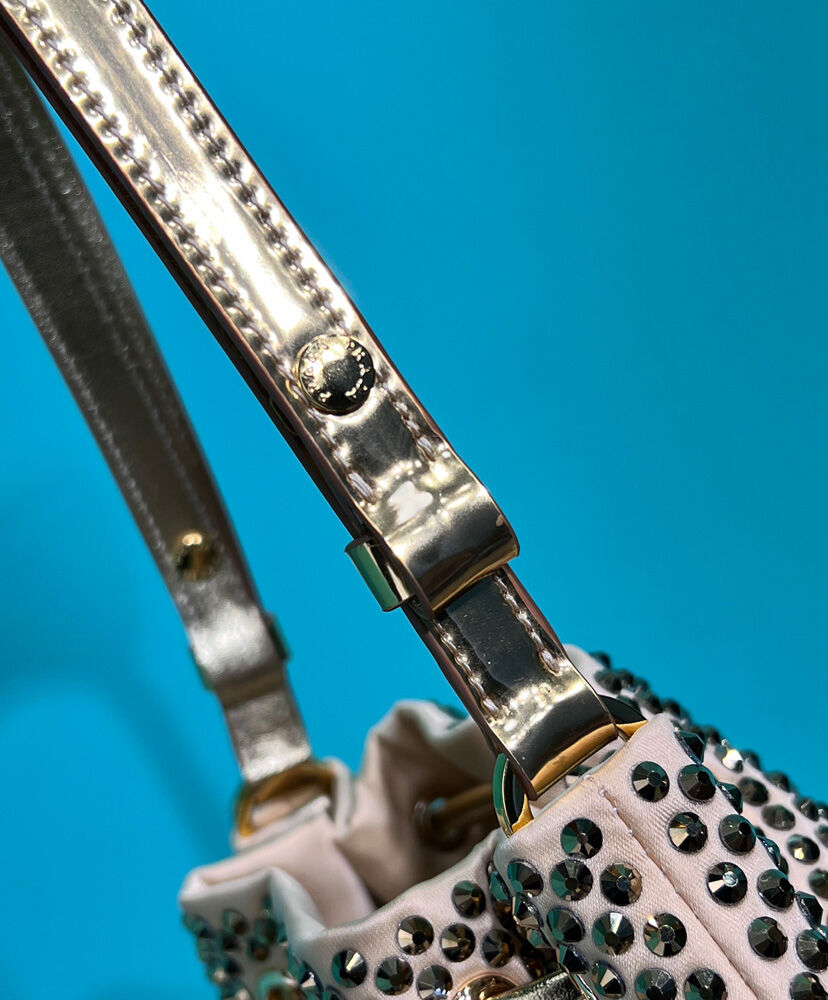 Prada Satin Mini-bag With Crystals 1BE067 Golden