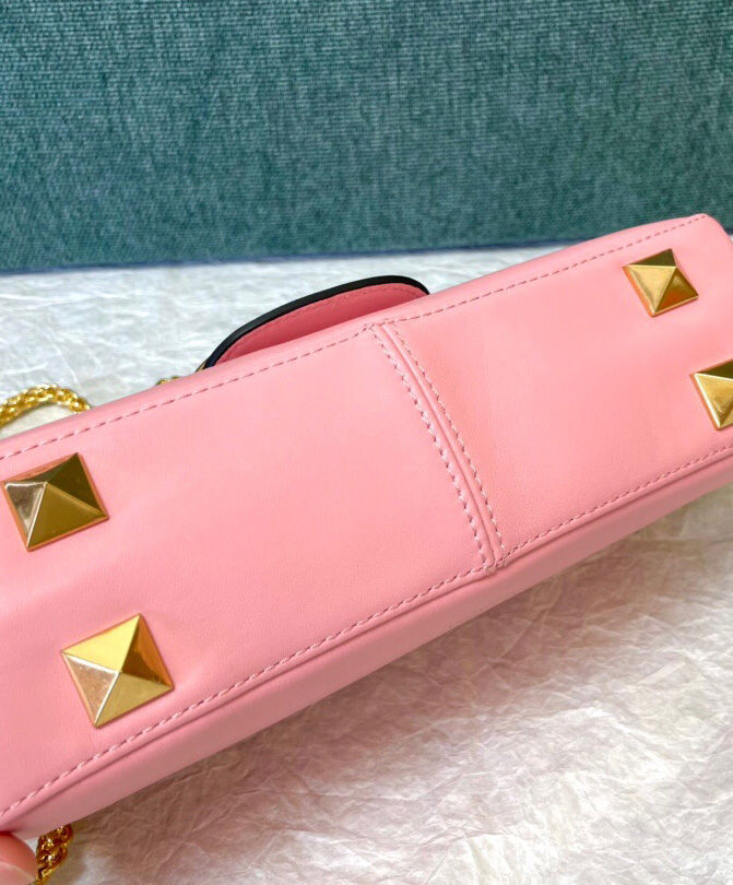Valentino Stud Sign Nappa Shoulder Bag Pink