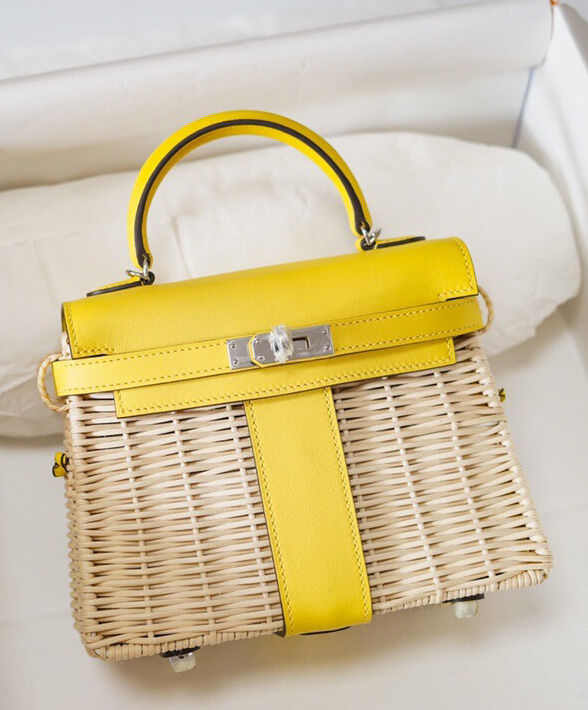 Hermes Kelly Picnic Mini Osier / Swift Vert Verone Yellow