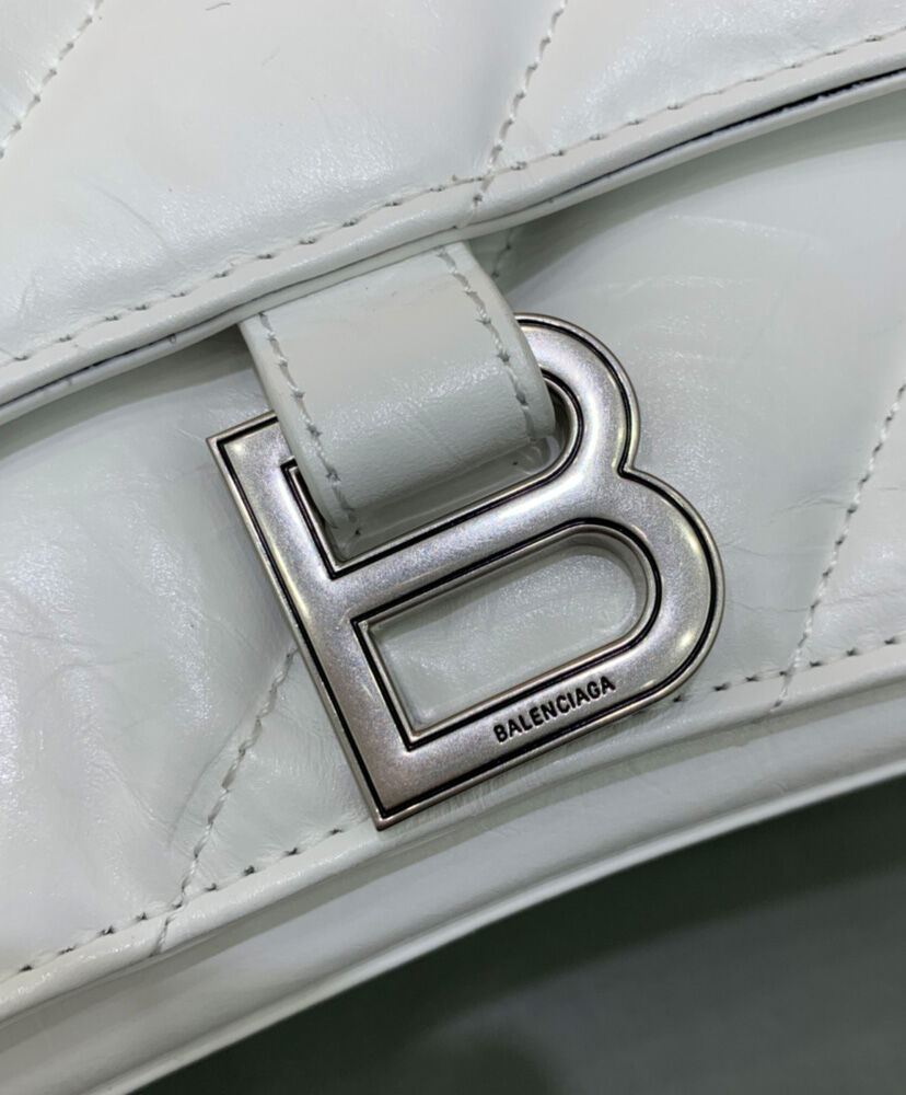 Balenciaga Crush Medium Chain Bag Quilted Cream