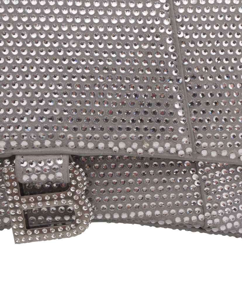 Balenciaga Hourglass Handbag With Rhinestones Gray