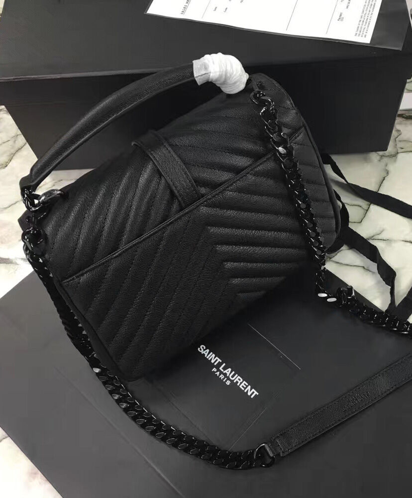 YSL Classic Medium Monogram Saint Laurent College Bag Black