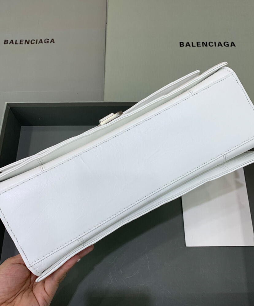 Balenciaga Crush Medium Chain Bag Quilted Cream