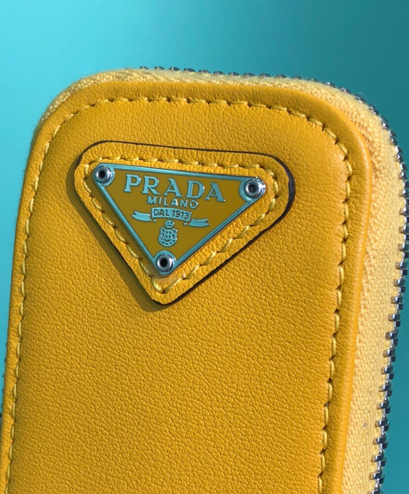 Prada Leather Triangle shoulder bag 1BH190 Yellow