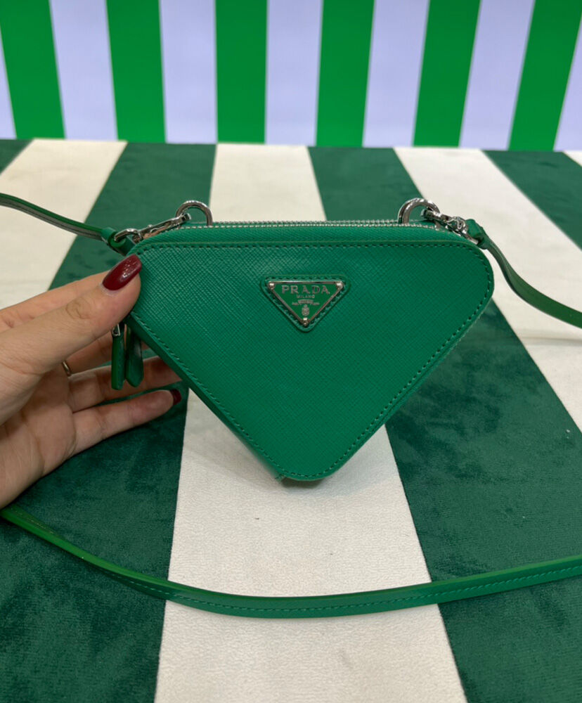 Prada Saffiano Leather Mini Pouch 1NR015 Green