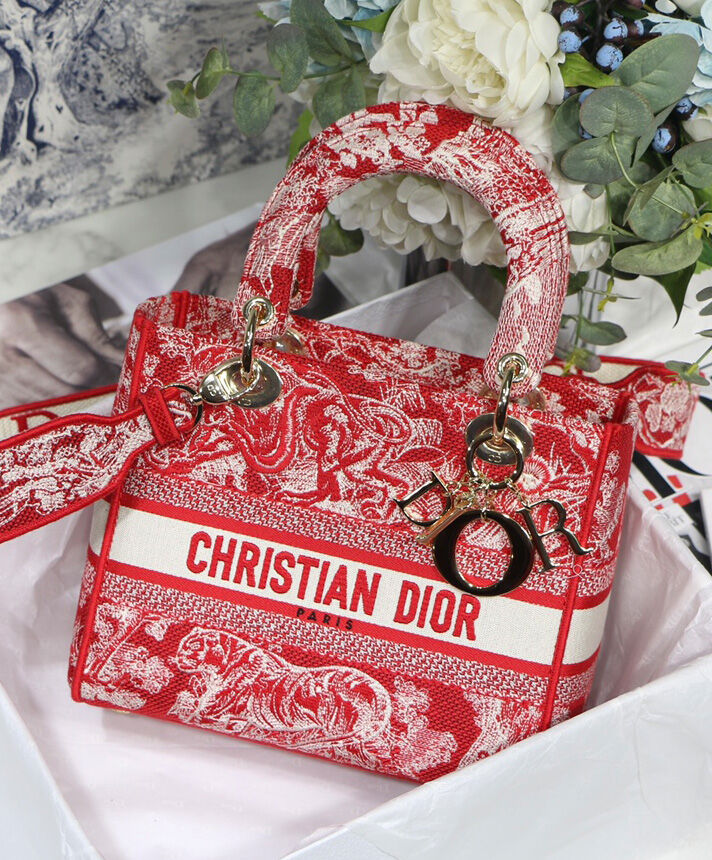 Christian Dior Medium Lady D-Lite Bag Red