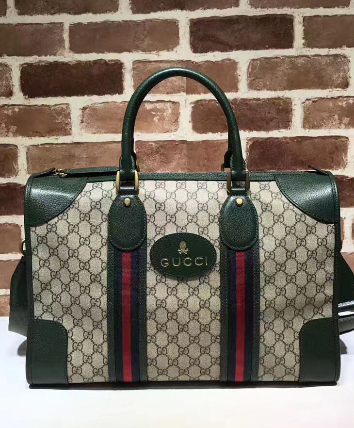 Gucci Soft GG Supreme Duffle Bag With Web 459311 Green