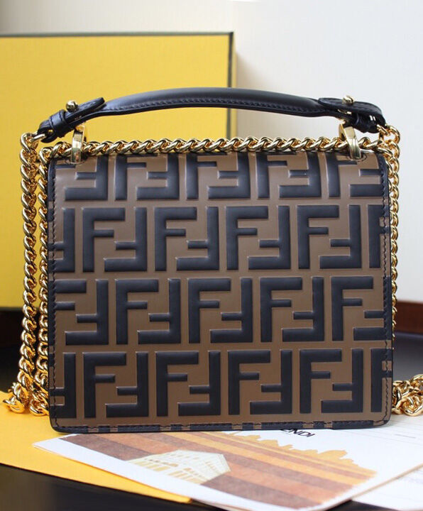 Fendi Kan I Small Leather Bag 8M0417 Coffee