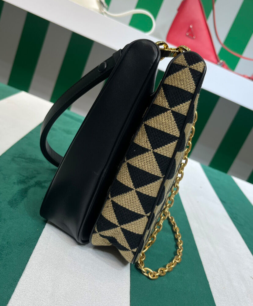Prada Symbole Leather And Fabric Mini Bag 1BC176 Apricot