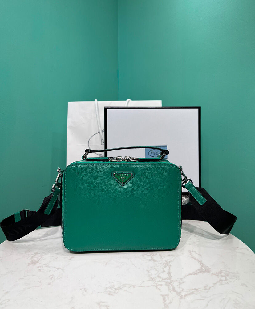 Prada Medium Prada Brique Saffiano Leather Bag 2VH069 Green