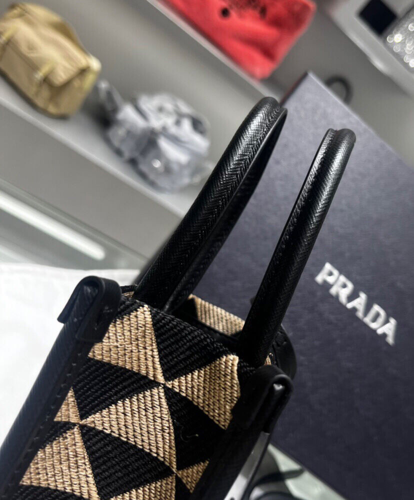 Prada Symbole Jacquard Fabric Micro Bag Black