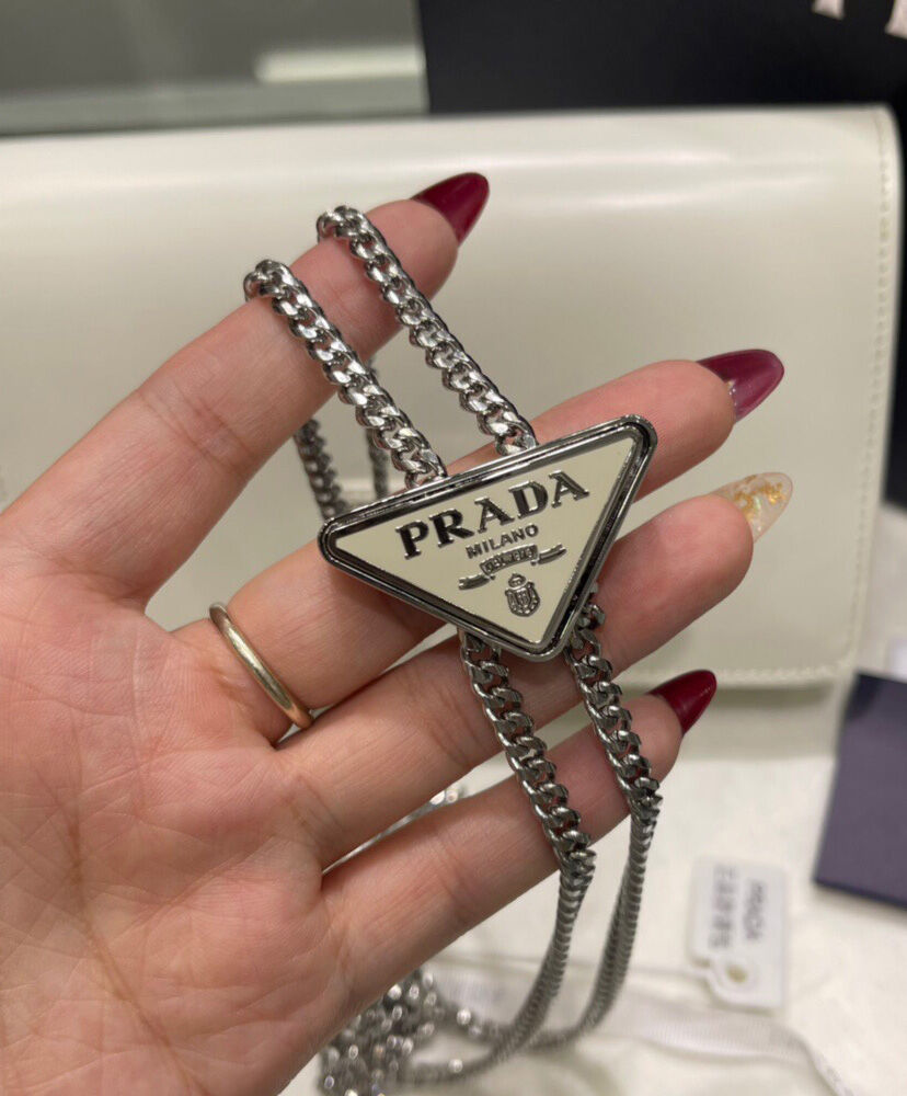 Prada Brushed Leather Shoulder Bag 1BD307 Cream