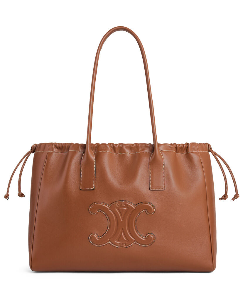 Celine Cabas Drawstring Cuir Triomphe In Smooth Calfskin Coffee