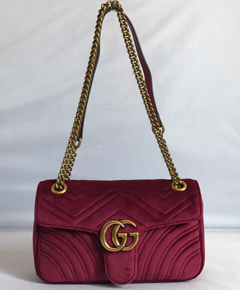 Gucci GG Marmont Velvet Shoulder Bag 443497 Peachblow