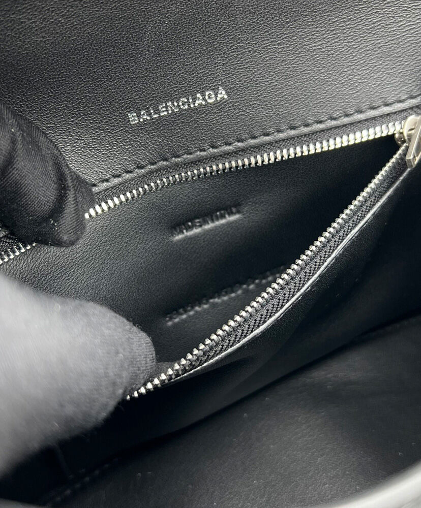 Balenciaga Hourglass Small Handbag BB Monogram Coated Canvas Black