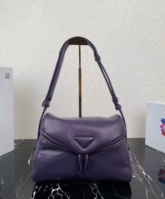 Prada Padded Nappa Leather Prada Signaux Bag 1BC165 Purple