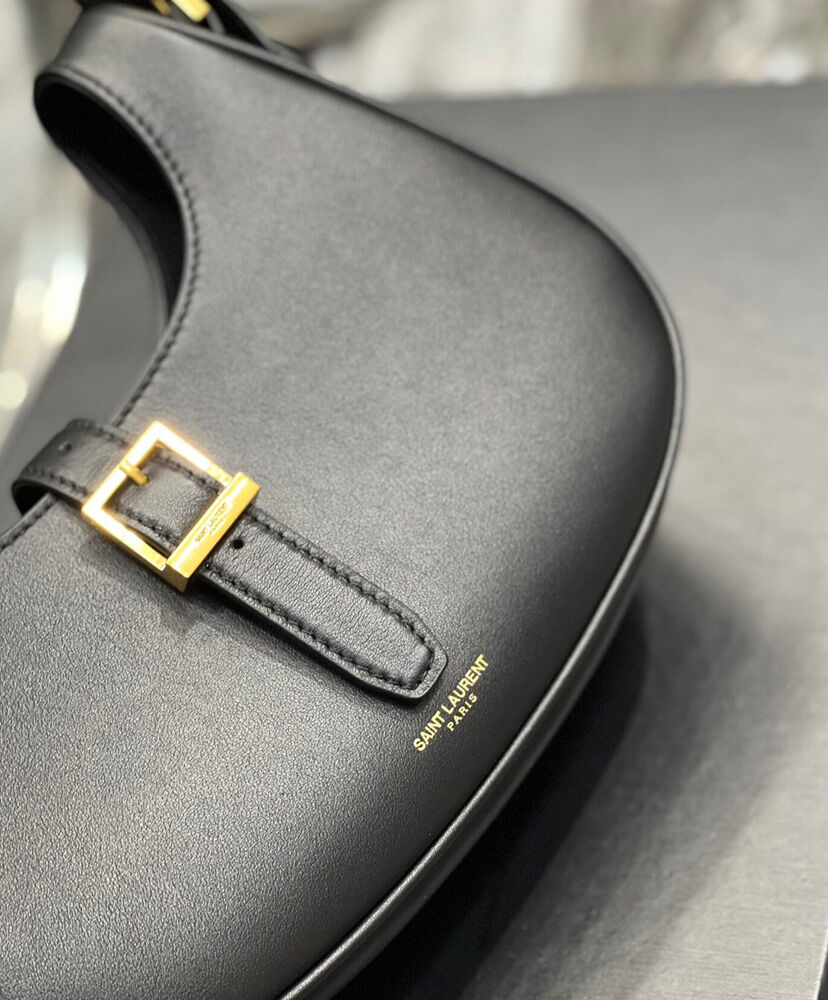 Saint Laurent Le Fermoir Hobo Bag In Shiny Leather 672615 Black