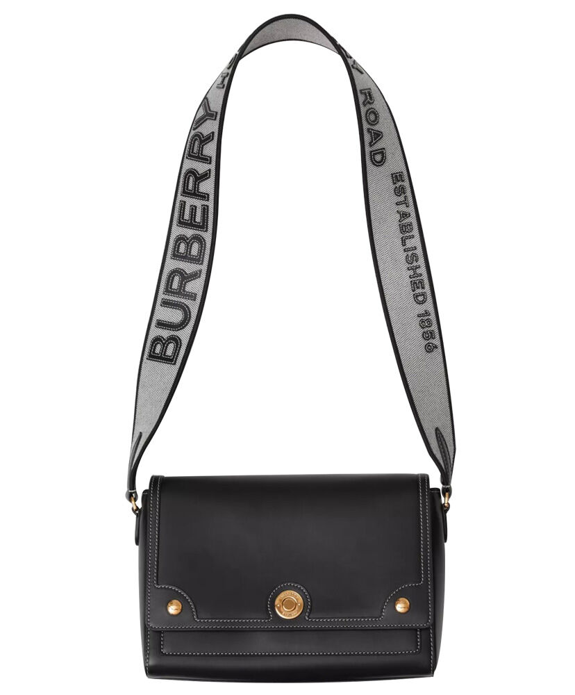 Burberry Topstitched Leather Shoulder Bag Black