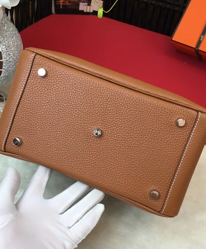 Hermes Linda Bag 26 Togo Leather Light Coffee