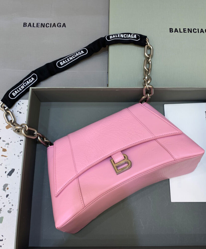 Balenciaga Downtown Small Shoulder Bag With Chain Pink