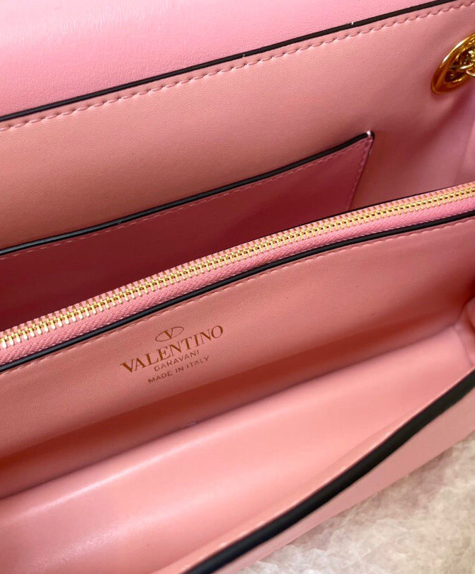 Valentino Stud Sign Nappa Shoulder Bag Pink