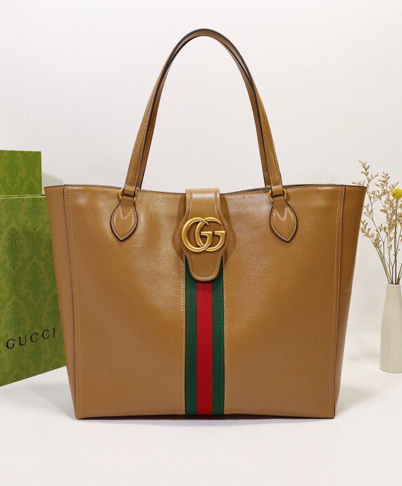 Gucci Medium tote bag with Double G and Web 649577 Coffee
