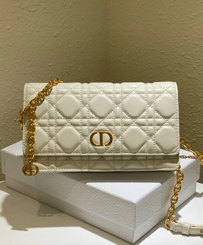 Christian Dior Caro Belt Pouch With Chain Cream