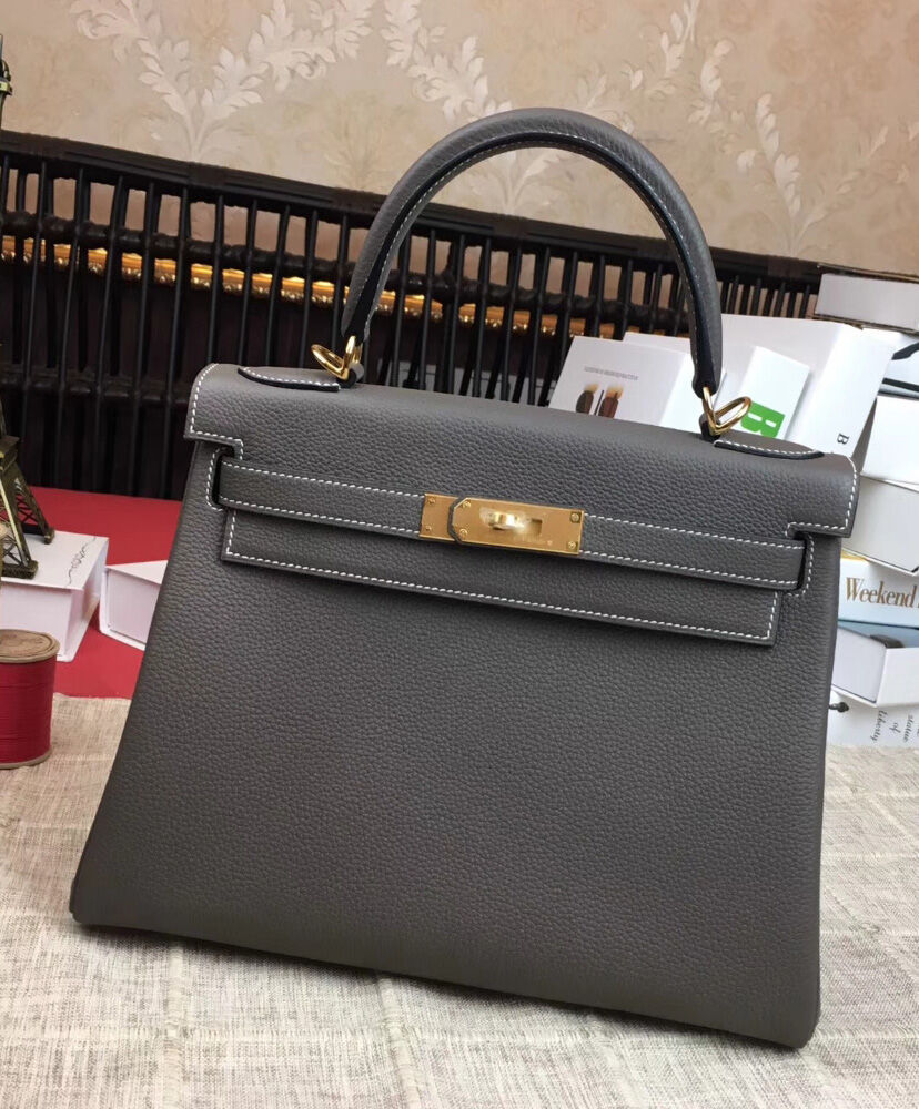 Hermes Kelly Bag 25 Togo Leather Dark Gray