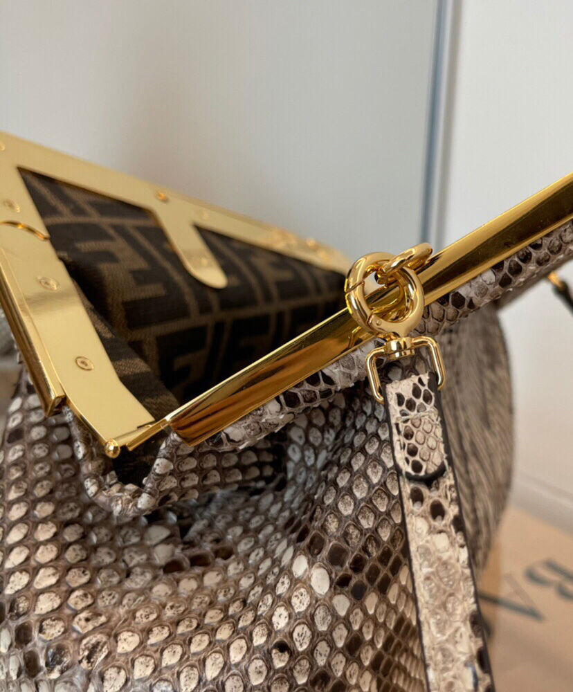 Fendi First Small Natural python Leather Bag 8BP129 Gray