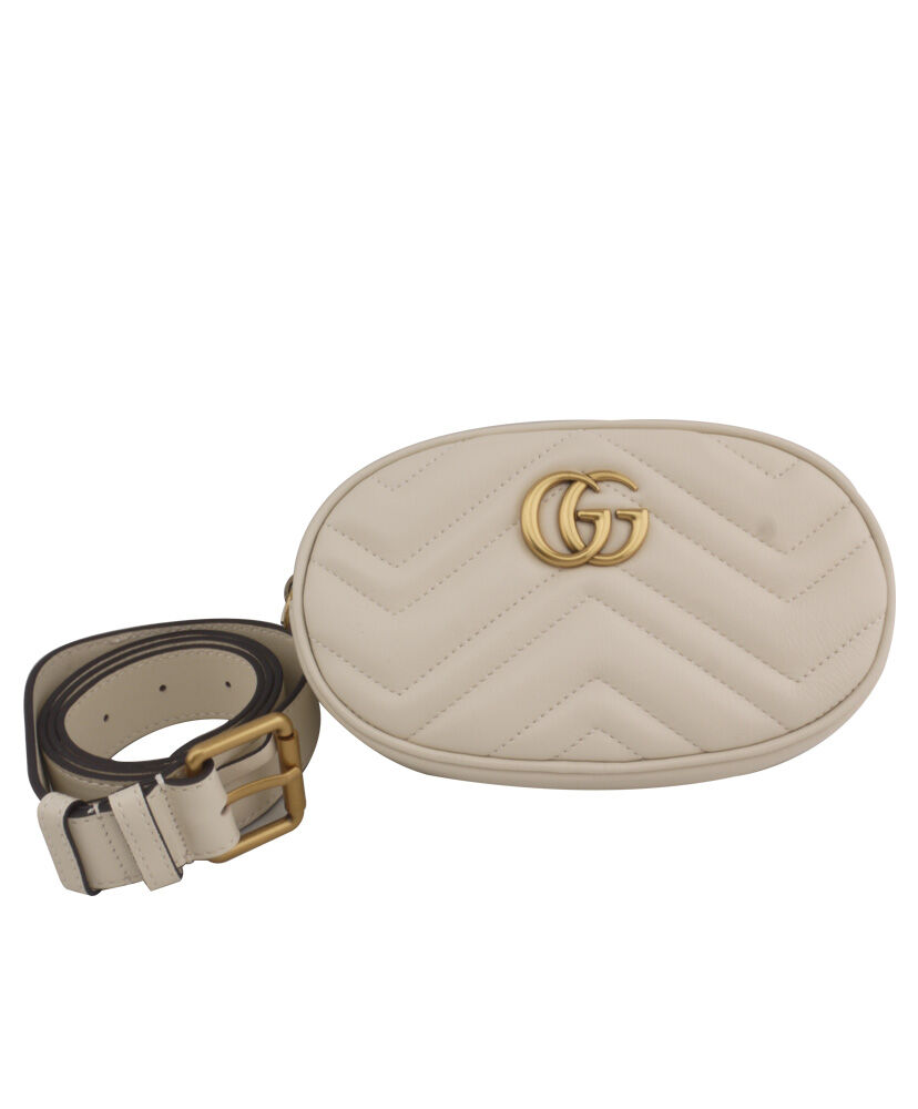 Gucci GG Marmont Matelasse Leather Belt Bag 476434 Cream