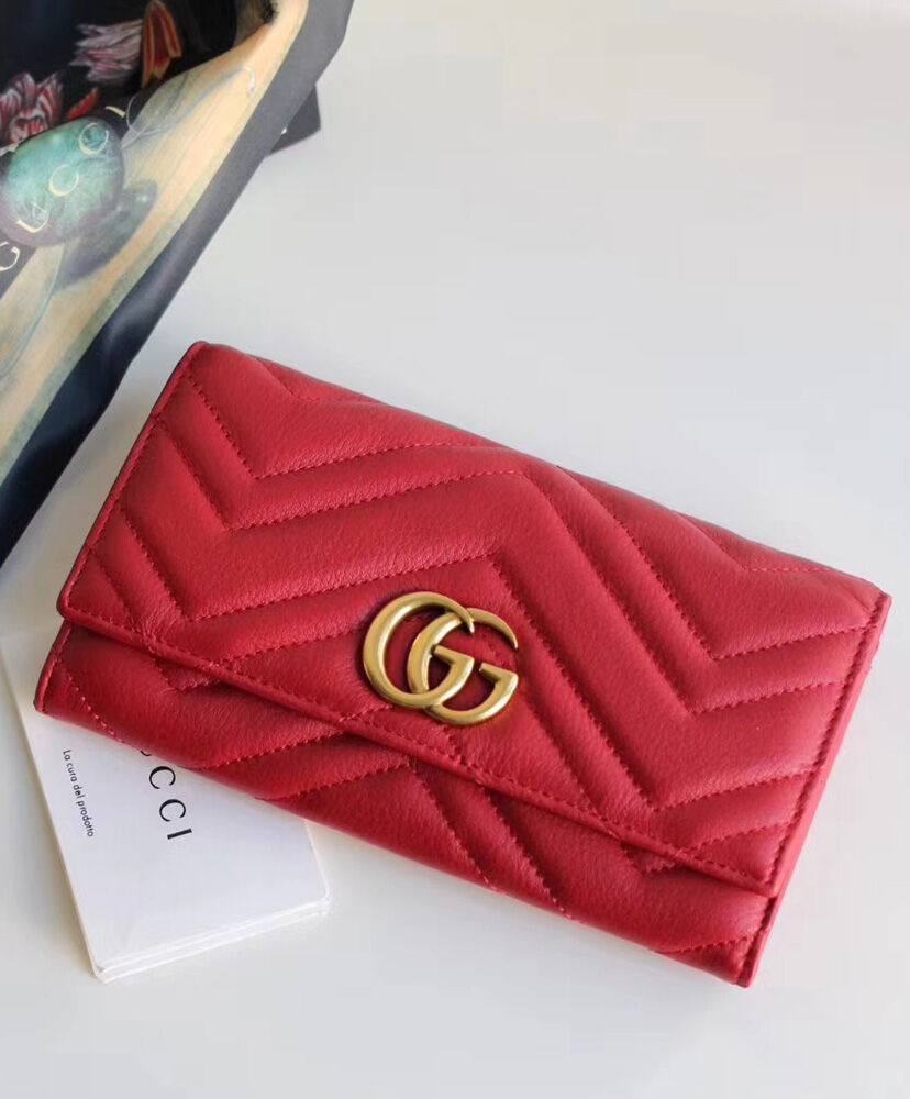 Gucci GG Marmont continental wallet 443436 Red