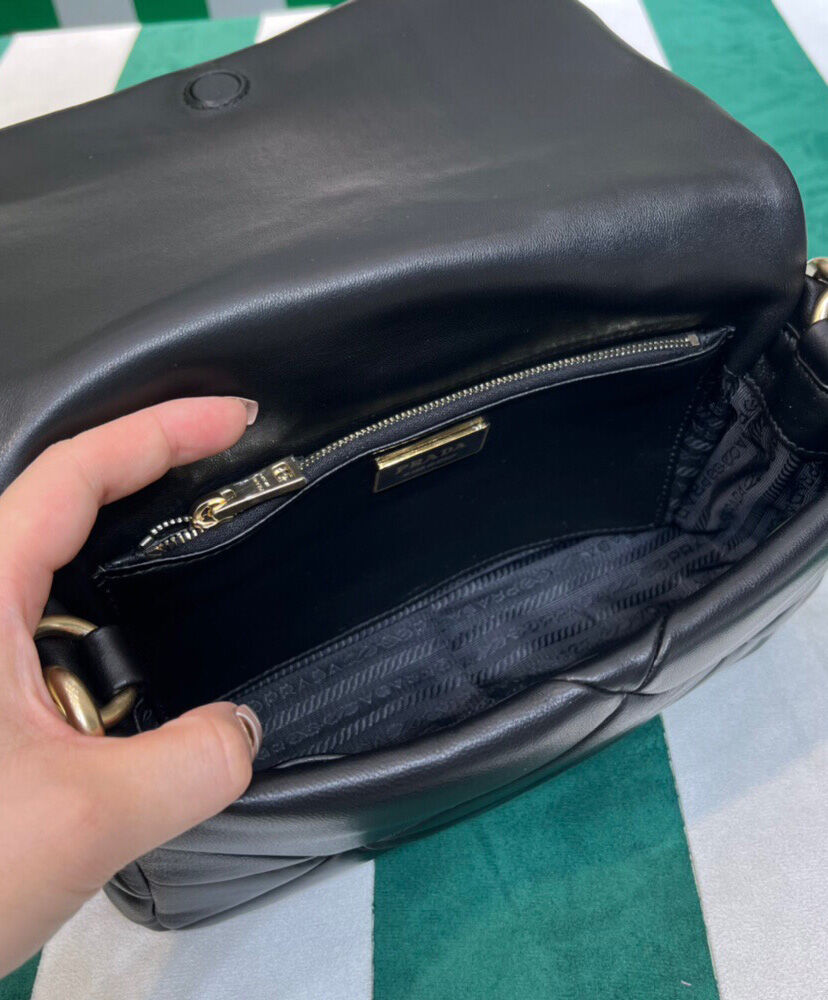 Prada System Nappa Patchwork Shoulder Bag 1BD328 Black