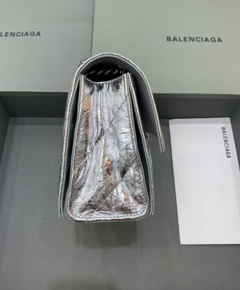 Balenciaga Crush Small Chain Bag Quilted Silver Gray