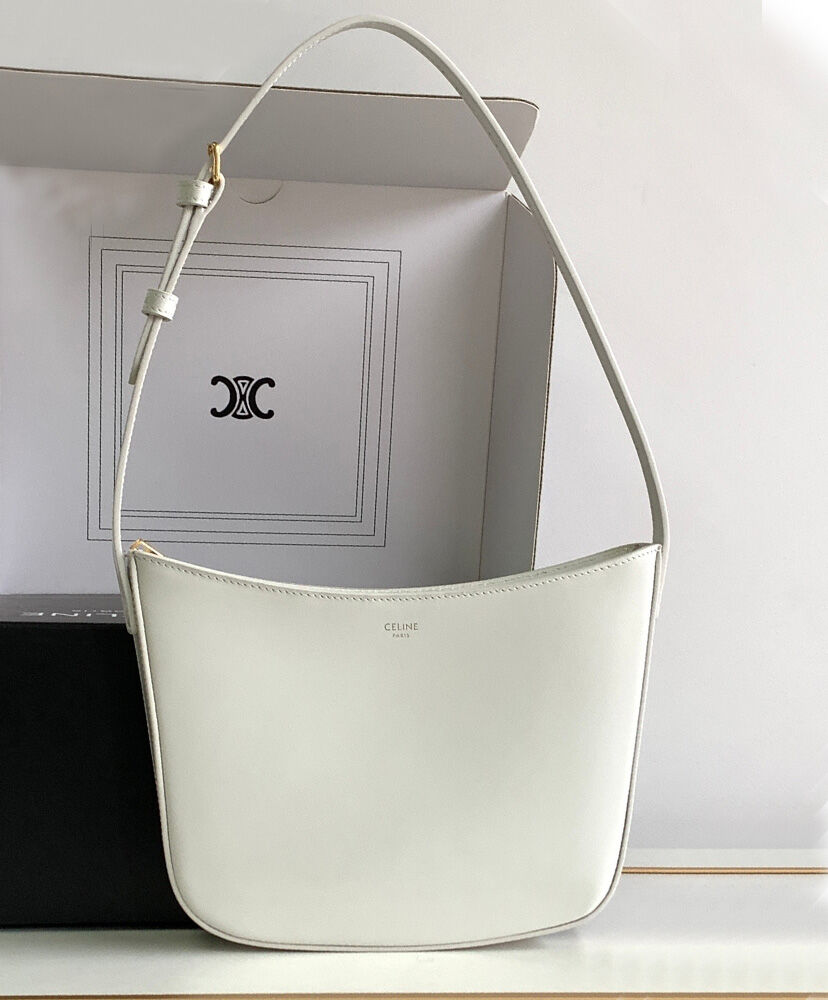 Celine Medium Celine Croque Bag In Shiny Calfskin Cream