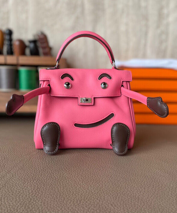Hermes H Gulliver Leather Vintage Kelly Quelle Idole Doll Pink
