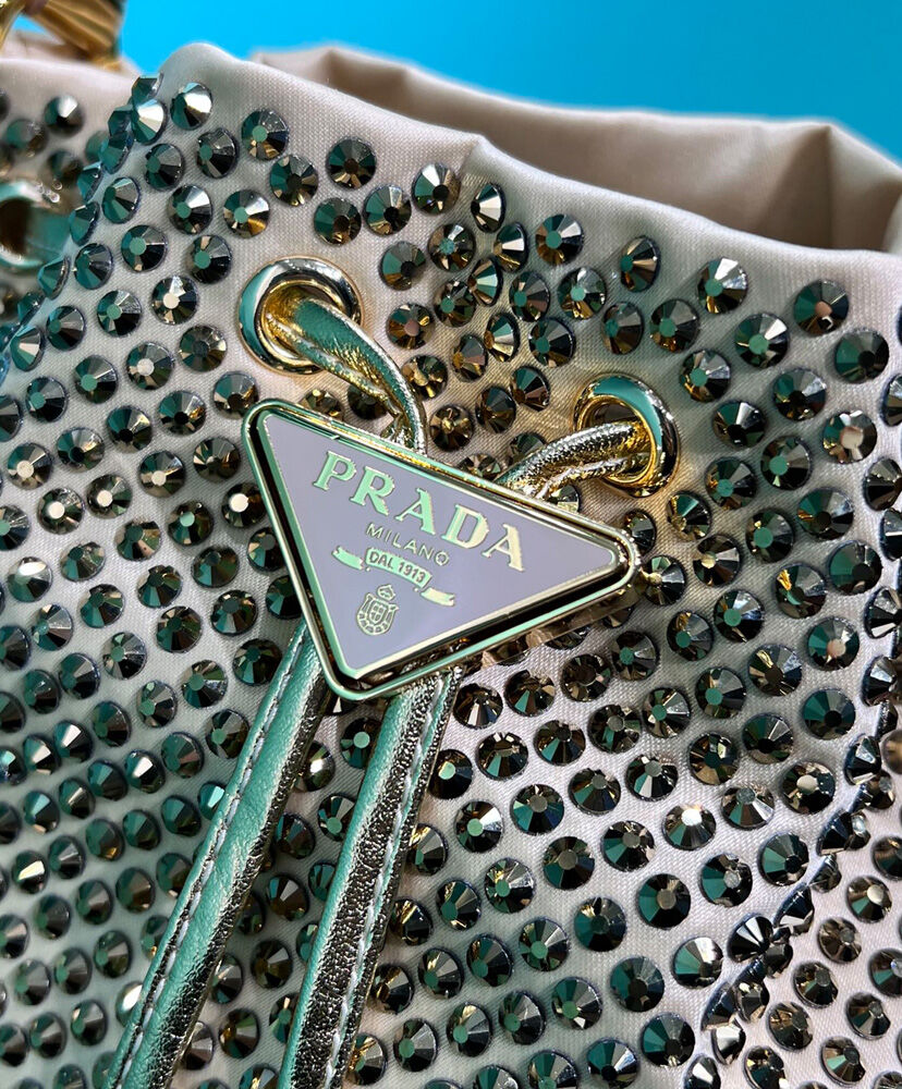 Prada Satin Mini-bag With Crystals 1BE067 Golden