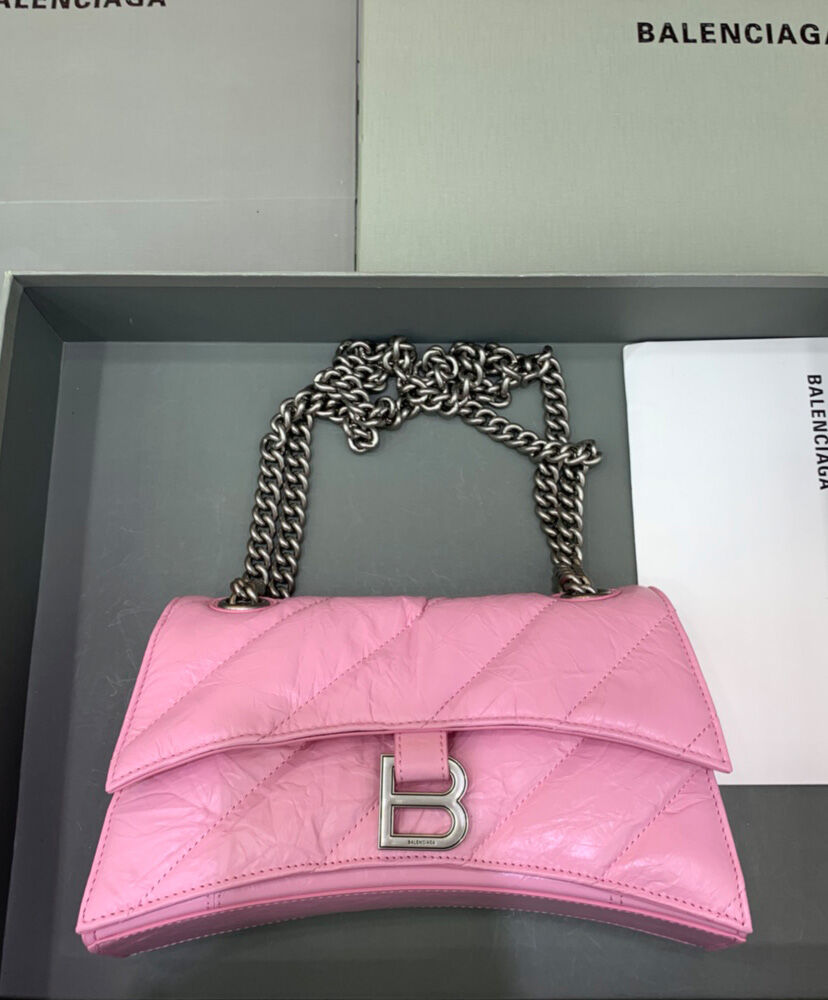 Balenciaga Crush Small Chain Bag Quilted Pink