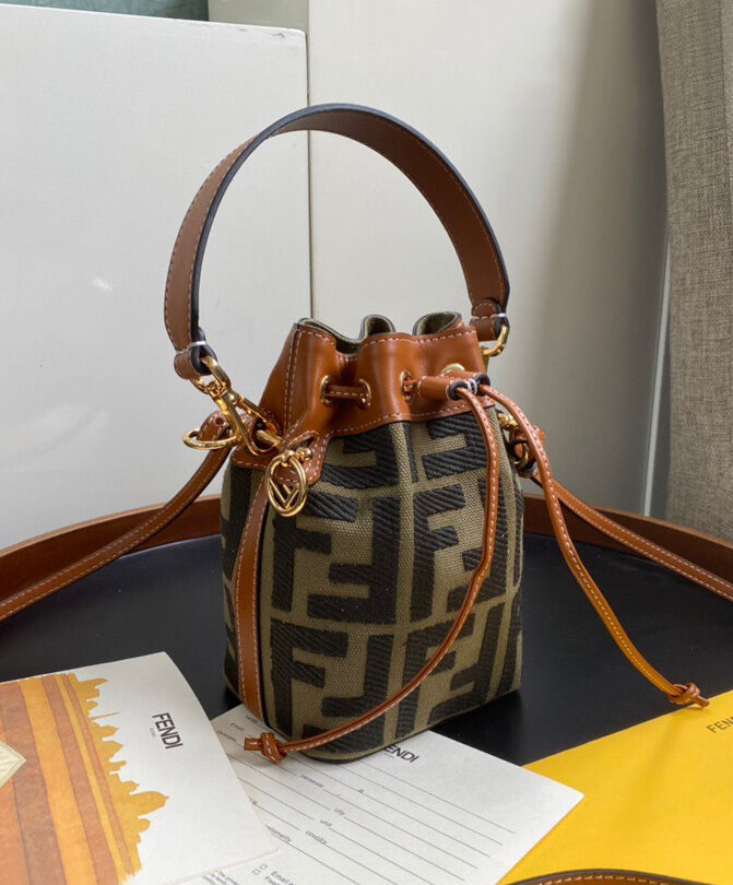 Fendi Mon Tresor Canvas Mini Bag 8BS010 Coffee