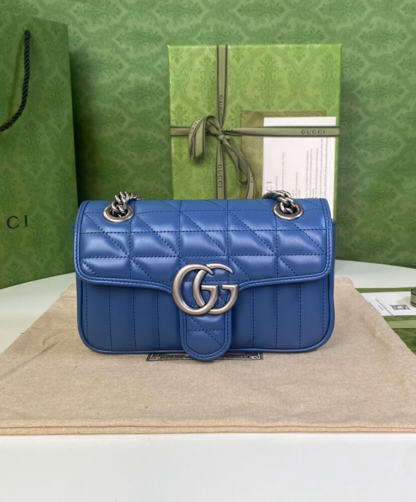 Gucci GG Marmont Matelasse Mini Bag Blue