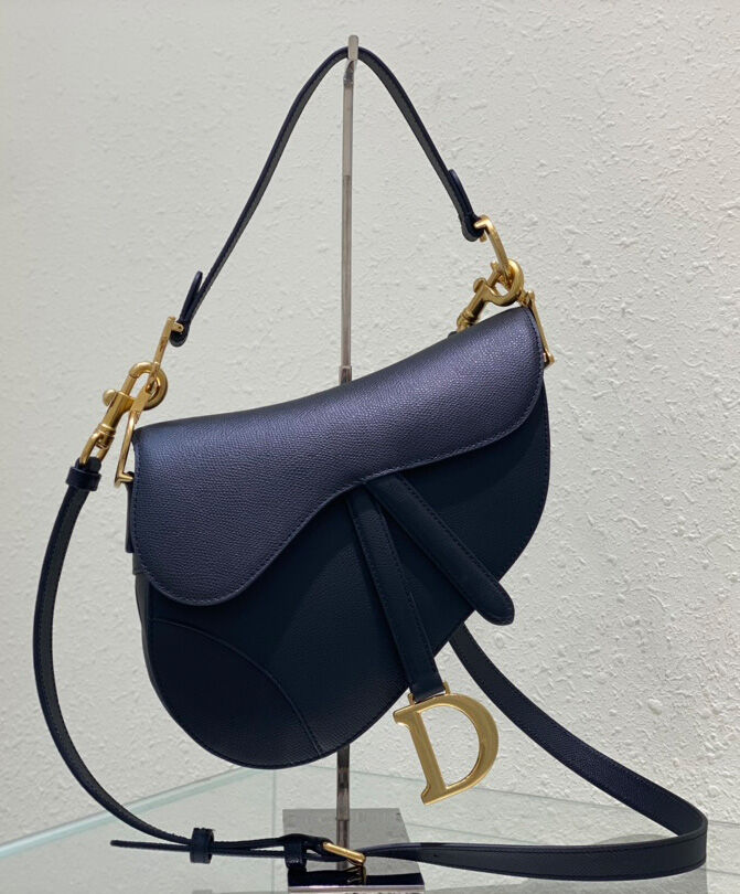 Christian Dior Saddle Bag With Strap Black