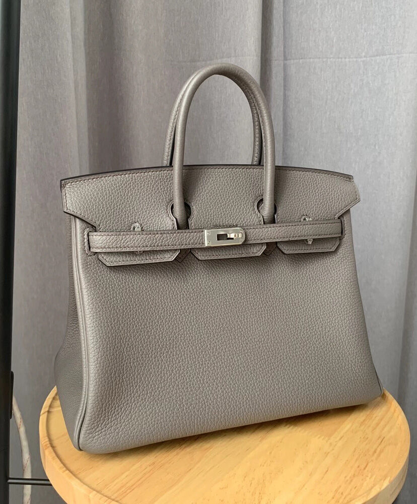 Hermes Birkin 25 Togo Leather Silver Gray