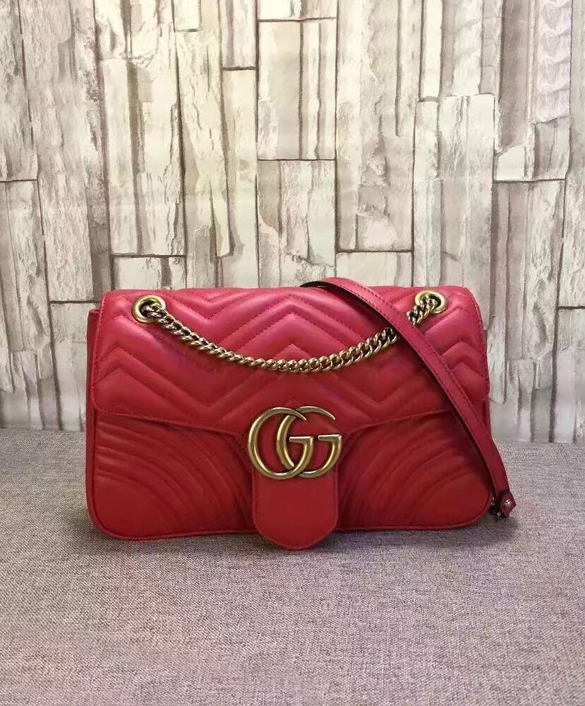 Gucci GG Marmont Matelasse Shoulder Bag 443496 Red